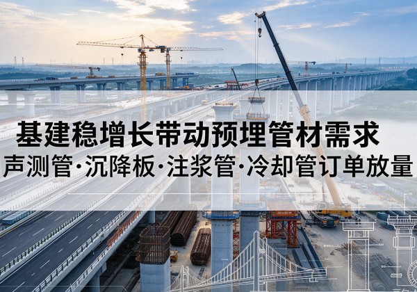 盱眙基建稳增长带动预埋监测管材需求，声测管、沉降板、注浆管订单持续放量